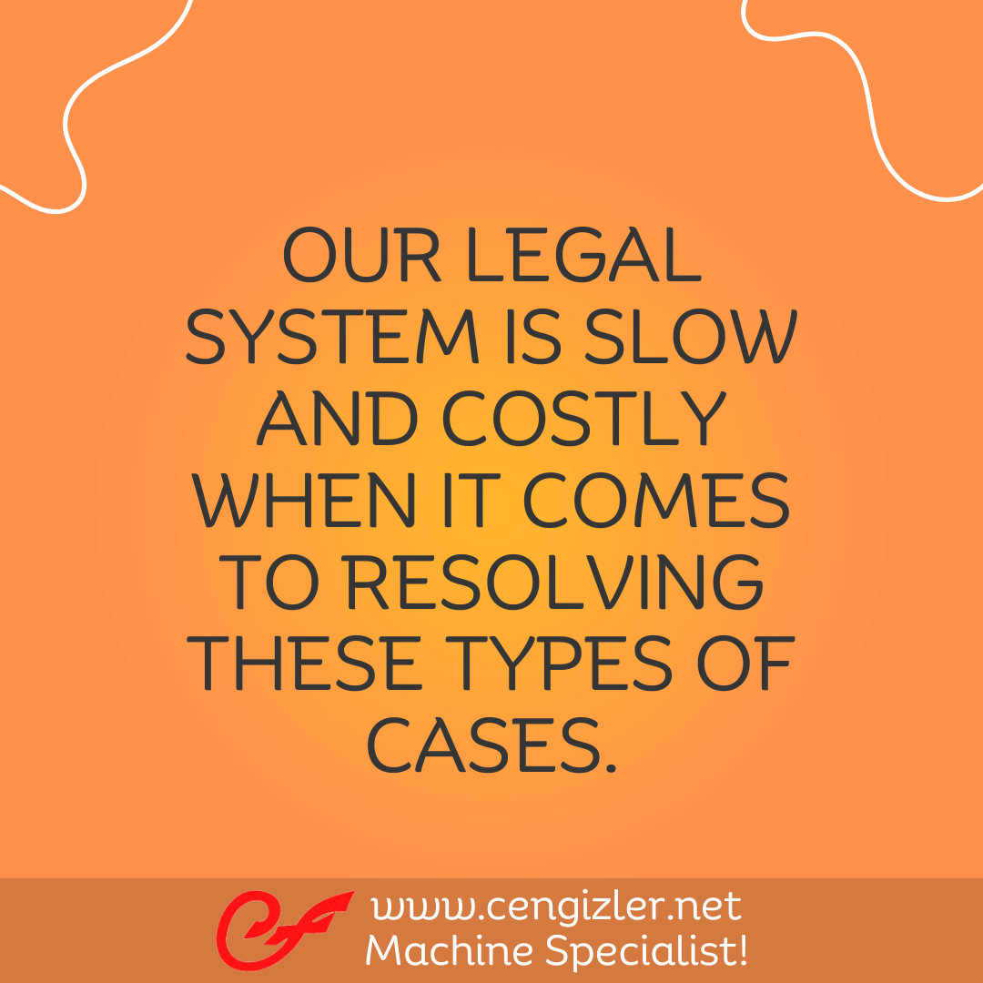 4 Our legal system is slow and costly when it comes to resolving these types of cases